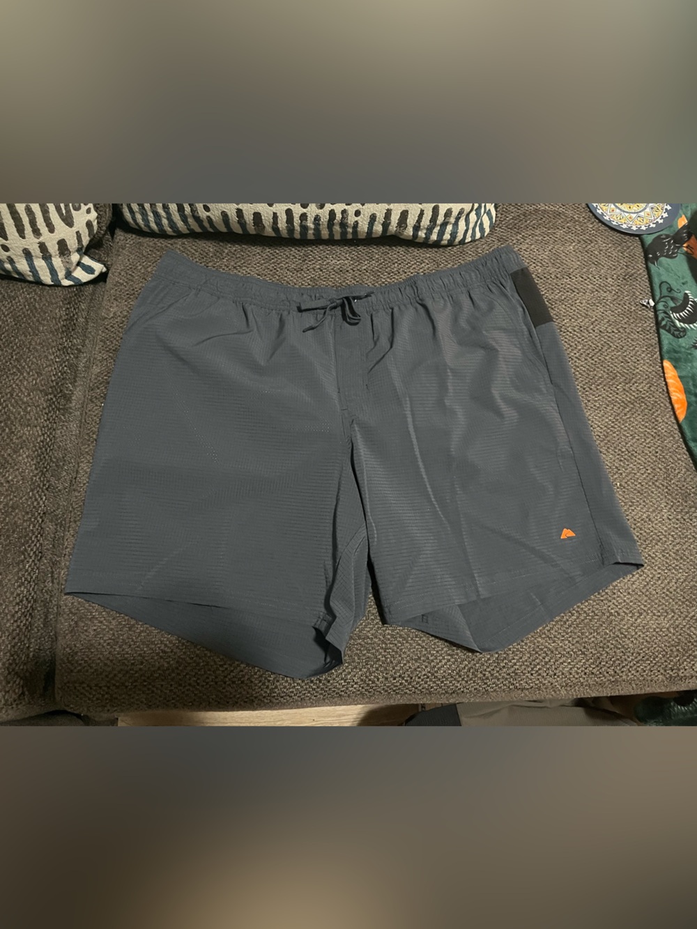 Ozark Trail Gray Swim Trunks with Orange Logo Accent